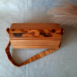 Vintage bamboe tas | Tas uit de jaren 60/70 | Houten tas