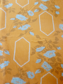 Vintage jaren 70 deken, wollen deken, oranje/beige, Bloem decor
