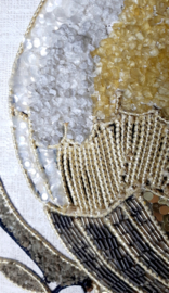 Vintage kunstwerk Papegaaien, Gravel art, pebble art, MCM