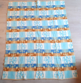 Vintage jaren 70 wollen deken, bloemen, Red Clan Blanket