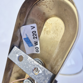 Vintage Kemner Wandlamp Messing & Wit Glas