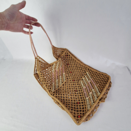 Jaren 70 Macramé tas met kralen