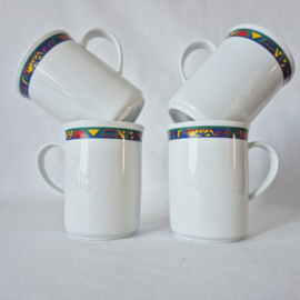 Vintage set van 4 mokken Tognana Italy | Jaren 90 bekers
