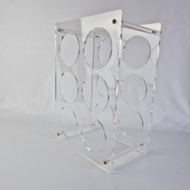 Vintage plexiglas | Perspex wijnrek voor 6 flessen