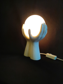 Vintage keramische tafellamp handen, jaren 80 schemerlamp