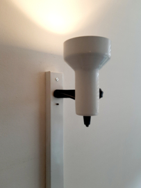 Vintage spotjesbalk wit met zwart, jaren 70 wandverlichting, origineel, wandspotjes