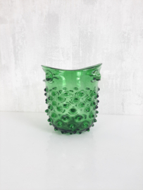 Vintage vaas Murano Empoli glas, groen, glazen vaas uit de jaren 60, Hobnail