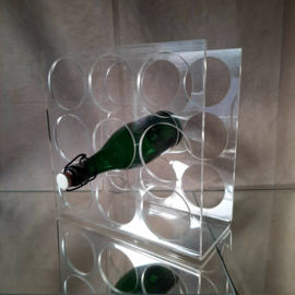 Jaren 80 plexiglas wijnrek