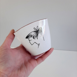 Jaren 60 bloempotje met portret