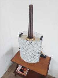 Vintage jaren 70 hanglamp, glas met hout