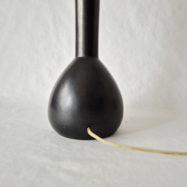 Vintage keramische Tafellamp | Zwarte, licht metallic tafellamp uit de jaren 70