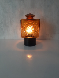 Jaren 70 bruin glazen plafondlamp | Vintage plafonniere Scandinavische lamp