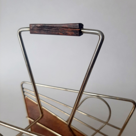 Vintage MCM servettenhouder | Chroom met hout
