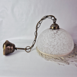 Vintage glazen hanglamp met kralen fringe