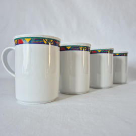Vintage set van 4 mokken Tognana Italy | Jaren 90 bekers