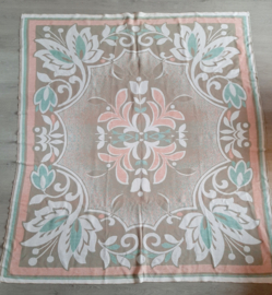 Vintage jaren 60 deken, wollen deken in pastelkleuren