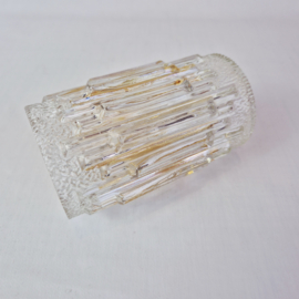 Vintage glazen lampenkap van helder glas met amber