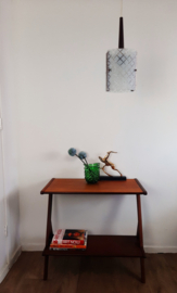 Vintage jaren 70 hanglamp, glas met hout