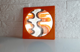 Jaren 70 wandspiegel, kunstof oranje spiegel