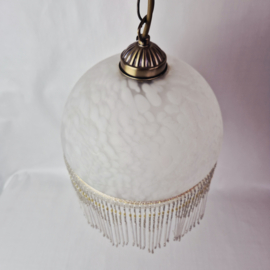 Vintage glazen hanglamp met kralen fringe