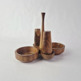 Vintage Teakhouten Peper en Zout Set | Serveerset