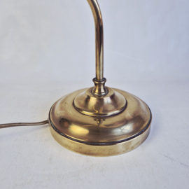 Vintage Messing bureaulamp met Glazen Kap