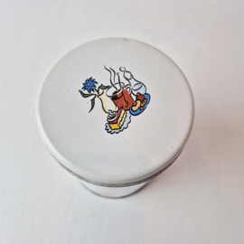 Vintage theeblik met illustraties van 'Loek'