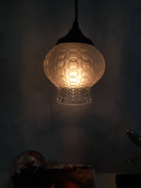 Glazen hanglampje, vintage lampenkap, MCM hanglamp
