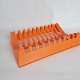 Vintage kunststof bordenrek oranje