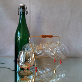 Vintage set borrelglaasjes in rekje, serveerset
