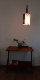 Vintage jaren 70 hanglamp, glas met hout