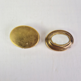 Vintage/Antiek Pillendoosje | Parelmoer met Messing Doosje