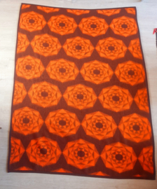 Vintage jaren 70 deken | Dralon deken | bruin/oranje | Bloem decor