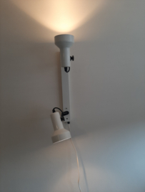 Vintage spotjesbalk wit met zwart, jaren 70 wandverlichting, origineel, wandspotjes