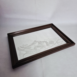 Vintage wandspiegel met gegraveerde godin | Art Nouveau stijl