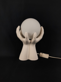 Vintage keramische tafellamp handen, jaren 80 schemerlamp