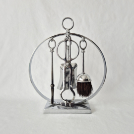 Art Deco / modernistisch chromen haardstel | Vintage haardstel | 4-delige haardset