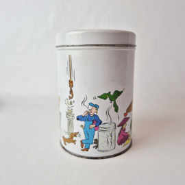 Vintage theeblik met illustraties van 'Loek'