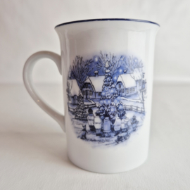Vintage kerstmokken van ARKO in wit met blauw