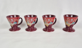Set van 4 vintage kopjes van Linda Frichtel uit 1999 | Demitasse set van 4 Franjelico