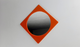 Jaren 70 wandspiegel, kunstof oranje spiegel