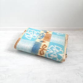 Vintage jaren 70 wollen deken, bloemen, Red Clan Blanket