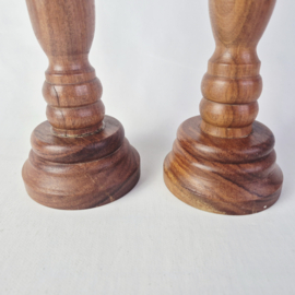 Vintage Houten Kandelaars Set van 2