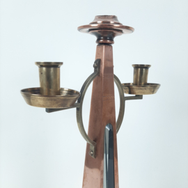 Set van 2 prachtige Amsterdamse School | Art Deco koperen kandelaars