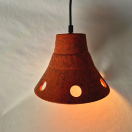 Oranje keramische hanglamp | Vintage jaren 70 lamp