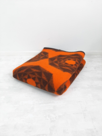 Vintage jaren 70 deken | Dralon deken | bruin/oranje | Bloem decor
