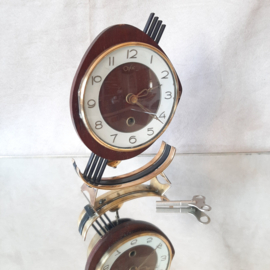 Vintage tafelklok Orfac, mcm klok, jaren 60 klok met pendule