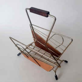 Vintage MCM servettenhouder | Chroom met hout