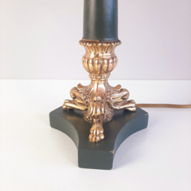 Vintage klassieke tafellamp | Antieke lamp | French empire lamp | Messing met hout