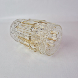 Vintage glazen lampenkap van helder glas met amber